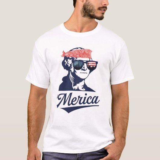 Merica George Washington Grappige Patriot T-shirt (Voorkant)
