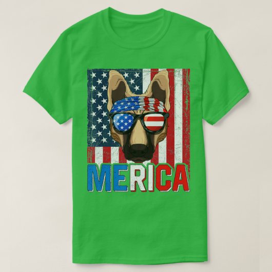 Merica German Shepher Dog op 4 juli Gifts Americ T-shirt (Design voorkant)