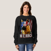 Merica German Shepherd American Flag4th van juli Trui (Voorkant volledig)