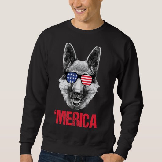 Merica German Shepherd American Flag Sunbribril 4t Trui (Voorkant)