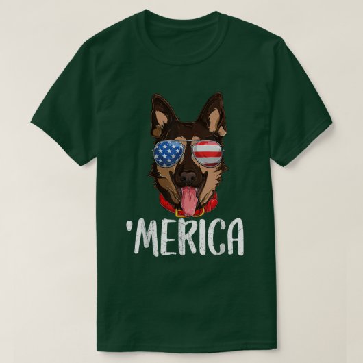 Merica German Shepherd Dog 4 juli American Fl T-shirt (Design voorkant)