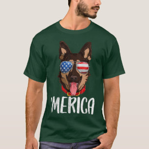 Merica German Shepherd Dog 4 juli American Fl T-shirt