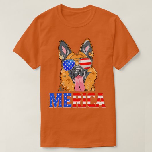 Merica German Shepherd Dog American Flag 4th of Ju T-shirt (Design voorkant)