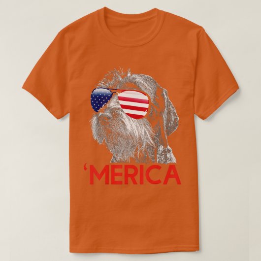 Merica German Wirehaire Pointer American Flag T-shirt (Design voorkant)