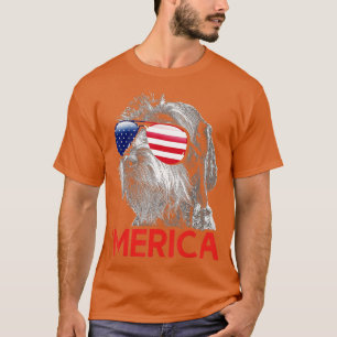 Merica German Wirehaire Pointer American Flag T-shirt