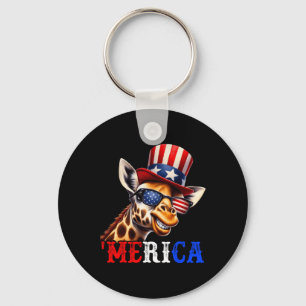 Merica Giraffe Patriottisch 4th of July Grappig Ki Sleutelhanger