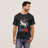 Merica Giraffe Unicorn American Flag Happy 4e van T-shirt (Voorkant volledig)