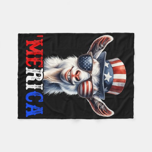 Merica Goat Patriotic 4th of July Grappige Kinder  Fleece Deken (Voorkant (Horizontaal))