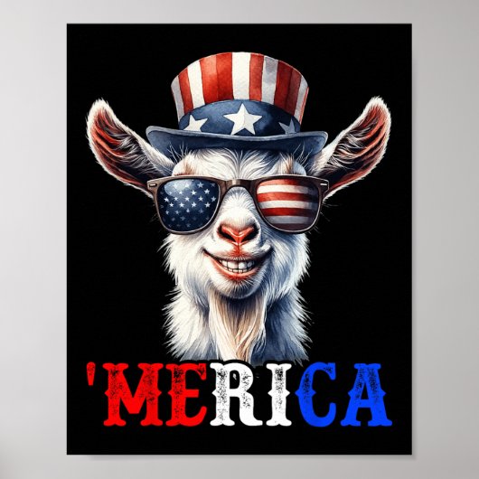 Merica Goat Patriotic 4th of July Grappige Kinder Poster (Voorkant)