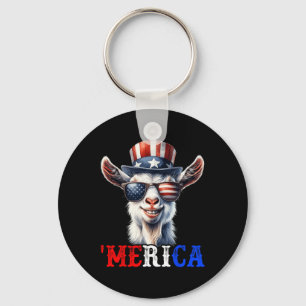 Merica Goat Patriotic 4th of July Grappige Kinder Sleutelhanger