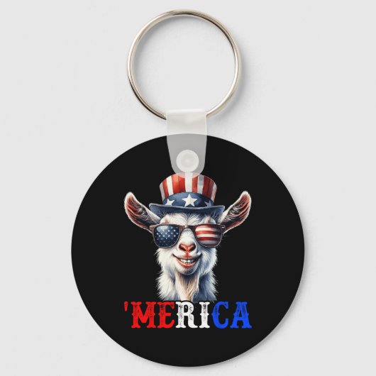 Merica Goat Patriotic 4th of July Grappige Kinder Sleutelhanger (Voorkant)