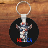 Merica Goat Patriotic 4th of July Grappige Kinder Sleutelhanger (Voorkant)