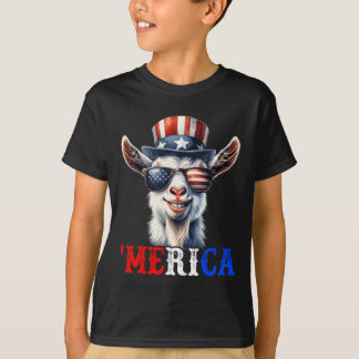 Merica Goat Patriotic 4th of July Grappige Kinder  T-shirt