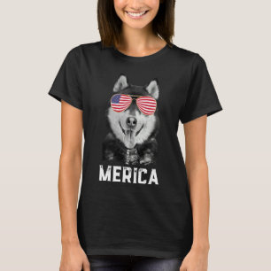 Merica Grappige Siberische Husky Puppy Hond Amerik T-shirt