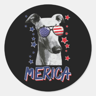 Merica Greyhounds Dog 4 juli Verenigde Staten gift Ronde Sticker