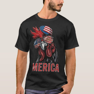 Merica Haan Grappig Patriottisch Usa Zonnebril Hoe T-shirt