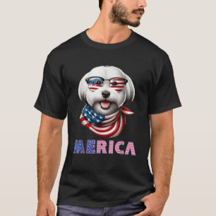 Merica Havanese Mooie Hond Amerikaanse Vlag Patrio T-shirt
