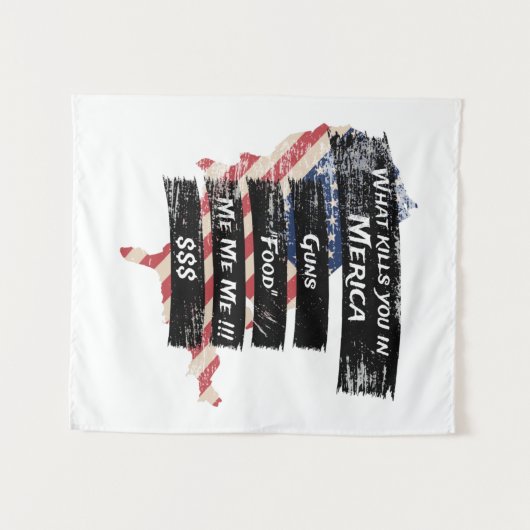 Merica Humor America USA Funny Patriotisme Wandkleed (Voorkant (horizontaal))