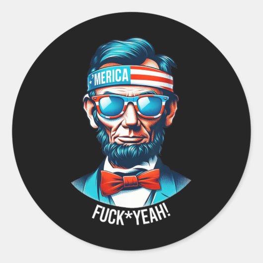 Merica Ja Abraham Lincoln 4 juli Ronde Sticker (Voorkant)