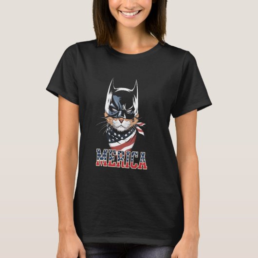 Merica Katman Grappige Kattenliefhebbers T-shirt (Voorkant)