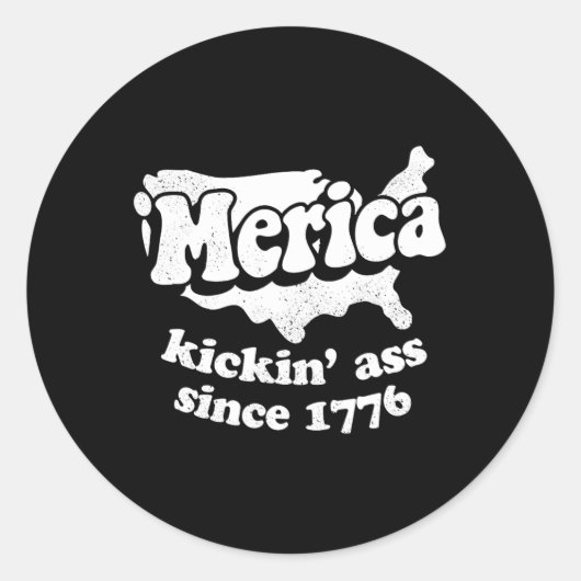 Merica Kickin' sinds 1776 Ronde Sticker (Voorkant)