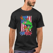 Merica Kikker met Amerikaanse vlag - Zonnebrillen T-shirt (Voorkant)