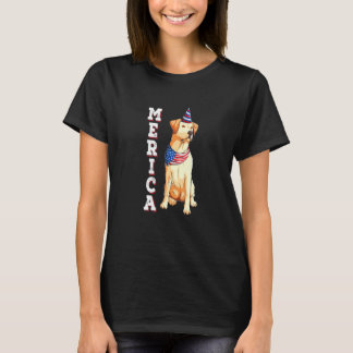 Merica Labrador Dog 4th of July Amerikaanse vlag M T-shirt