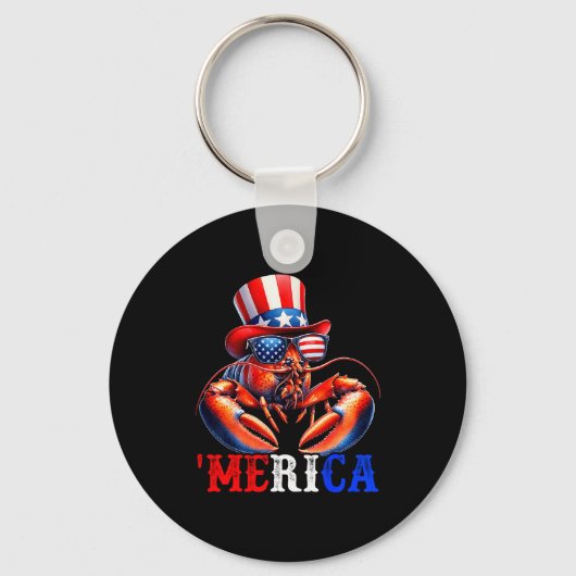 Merica Lobster Patriotic 4th Of July Funny Kids Me Sleutelhanger (Voorkant)