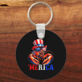 Merica Lobster Patriotic 4th Of July Funny Kids Me Sleutelhanger (Voorkant)