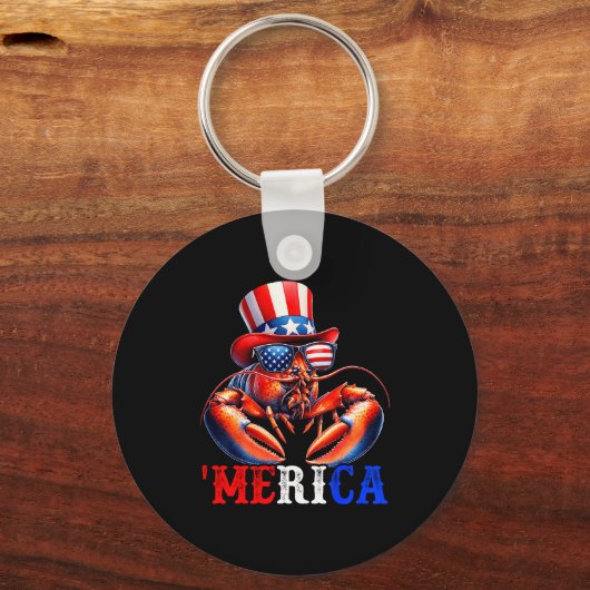 Merica Lobster Patriotic 4th Of July Funny Kids Me Sleutelhanger (Voorkant)