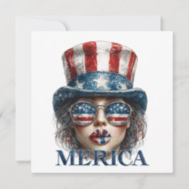 Merica Meisje, Vier Juli Glam Meisje met Sterren  Kaart