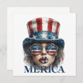 Merica Meisje, Vierde Juli Glam Meisje met Sterren Kaart (Voorkant / Achterkant)