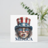 Merica Meisje, Vierde Juli Glam Meisje met Sterren Kaart (Staand voorkant)