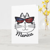 Merica Memorial Day Cat Funny Amerikaanse vlag Kaart (Gele Bloem)