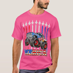 Merica Monster Truck Patriotic American Flag juli T-shirt
