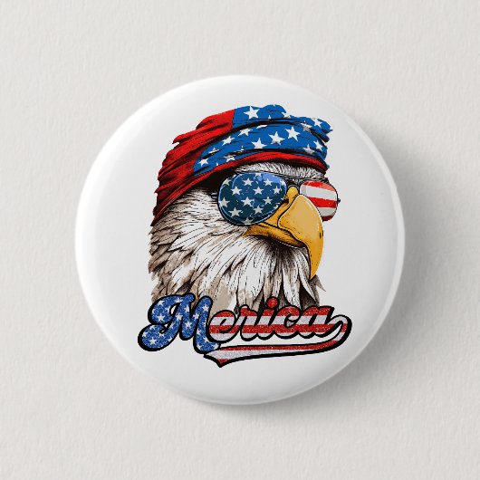 Merica Mullet Adelaar, 4 juli, Onafhankelijkheidsd Ronde Button 5,7 Cm (Voorkant)