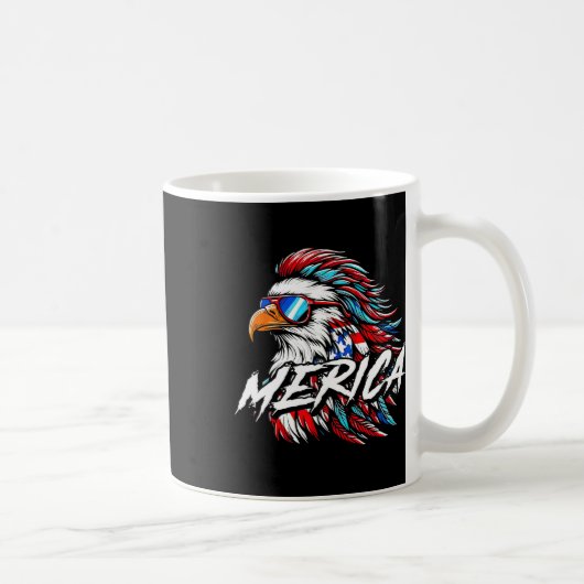 Merica Mullet Eagle Grappig 4 juli Koffiemok (Rechts)