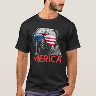Merica Neapolitan Mastiff Amerikaanse vlag op 4 ju T-shirt