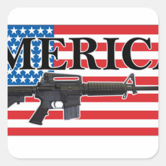 Merica Noodlijdende Geweer Shirt h.png Vierkante Sticker
