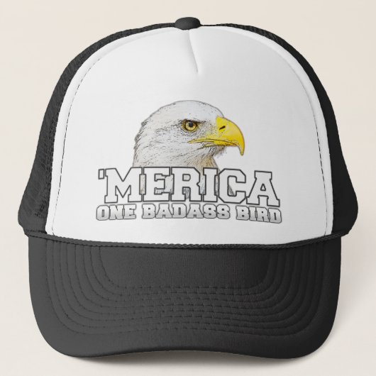 "MERICA One Badass Bird Trucker Hat Pet (Voorkant)