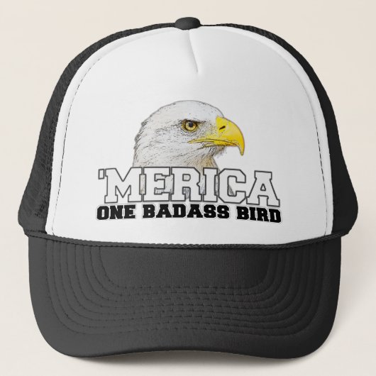 "MERICA One Badass Bird Trucker Hat Pet (Voorkant)