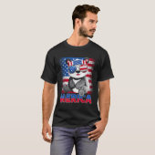Merica Panda Beer met USA Flag Hoofdband 4th of Ju T-shirt (Voorkant volledig)