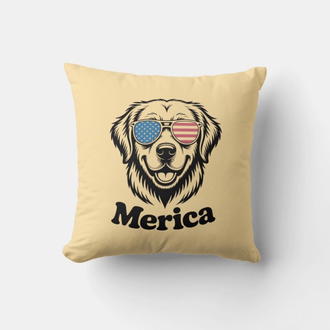 Merica Patiotic Hondenbril USA Amerikaanse Vlag 4e Kussen (Voorkant)