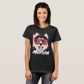 Merica Patriot Husky Dog T-shirt (Voorkant volledig)