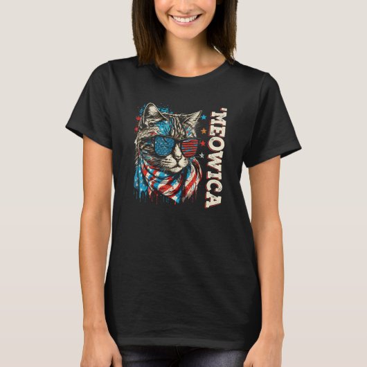 Merica Patriotic Bengal Cat Meowica 4th of July Ca T-shirt (Voorkant)