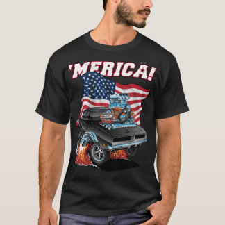 Merica Patriotic Classic Muscar with USA Flag T-shirt
