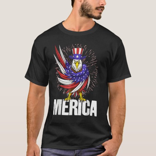 Merica Patriotic Eagle 4 juli Fireworks T-shirt (Voorkant)