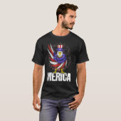 Merica Patriotic Eagle 4 juli Fireworks T-shirt (Voorkant volledig)