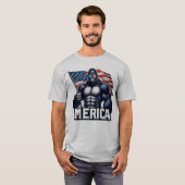 MERICA – Patriotic Gorilla Holding American Flag F T-shirt (Voorkant volledig)