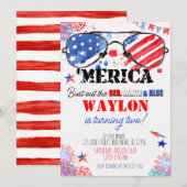 "Merica Patriotic Red White en Blue 2de verjaardag Kaart (Voorkant / Achterkant)